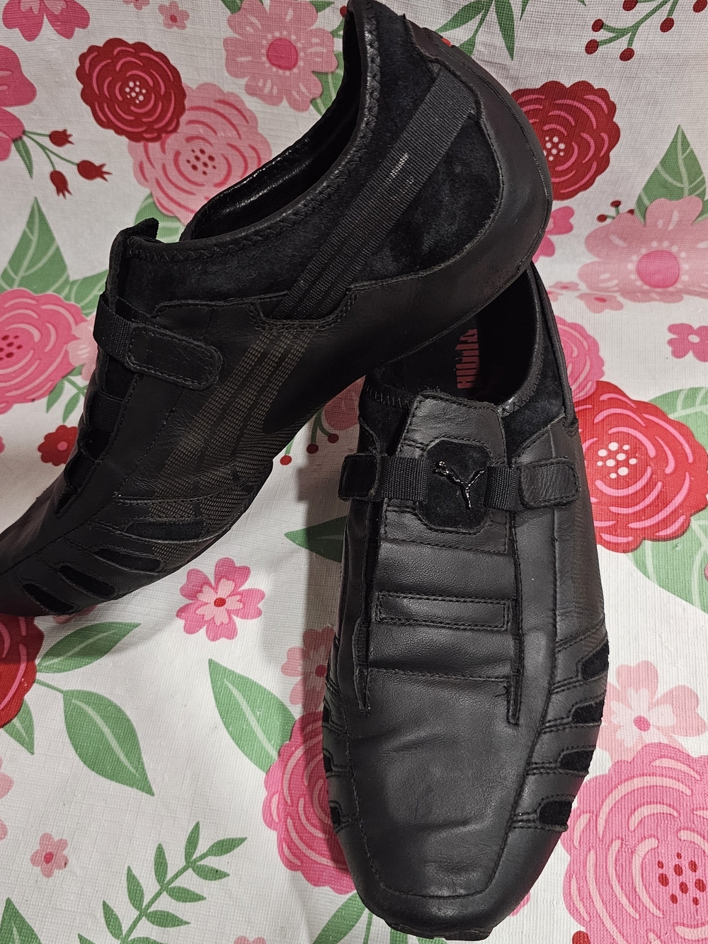 Rare Vintage Y2K Puma Vedano V Black Leather Driving Shoes - Men's Size 11